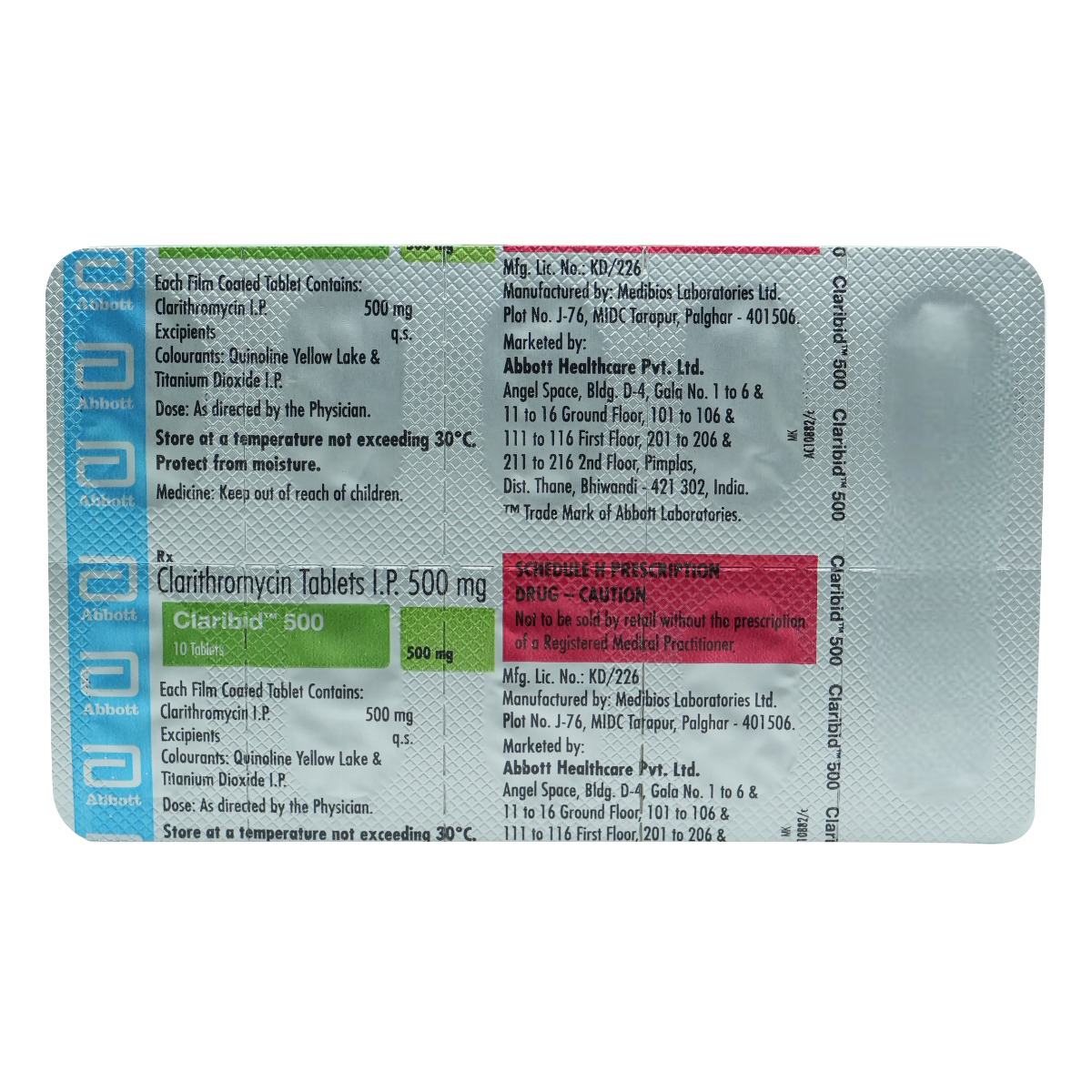 Claribid 500 Tablet 10's, Pack of 10 TABLETS Claribid 500 Tablet 10's, Pack of 10 TABLETS