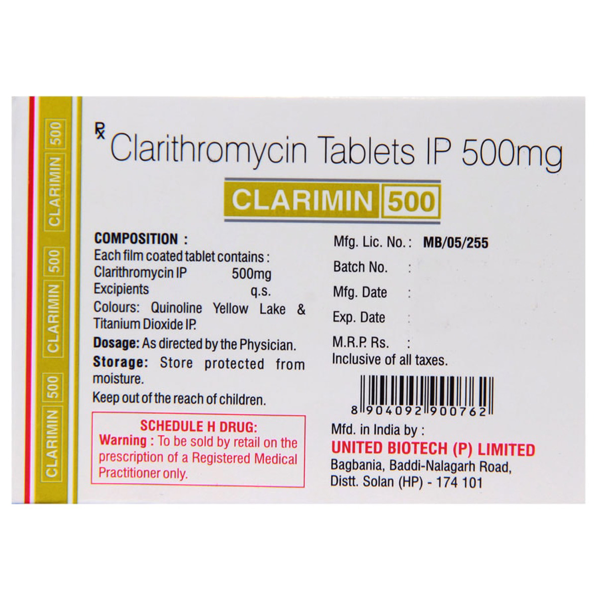 Clarimin 500mg Tablet 4's, Pack of 4 TABLETS Clarimin 500mg Tablet 4's, Pack of 4 TABLETS