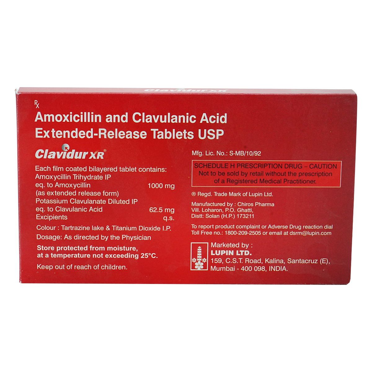 Clavidur XR Tablet 10's, Pack of 10 TabletS Clavidur XR Tablet 10's, Pack of 10 TabletS