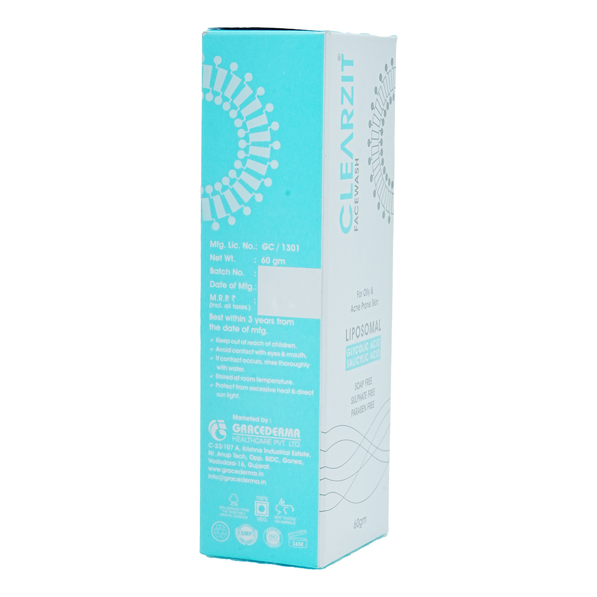 Clearzit Face Wash 60 gm | Glycolic Acid & Salicylic Acid | Gentle Face Cleansing | Removes Excess Oil | For Oily & Acne Prone Skin, Pack of 1 Clearzit Face Wash 60 gm | Glycolic Acid & Salicylic Acid | Gentle Face Cleansing | Removes Excess Oil | For Oily & Acne Prone Skin, Pack of 1