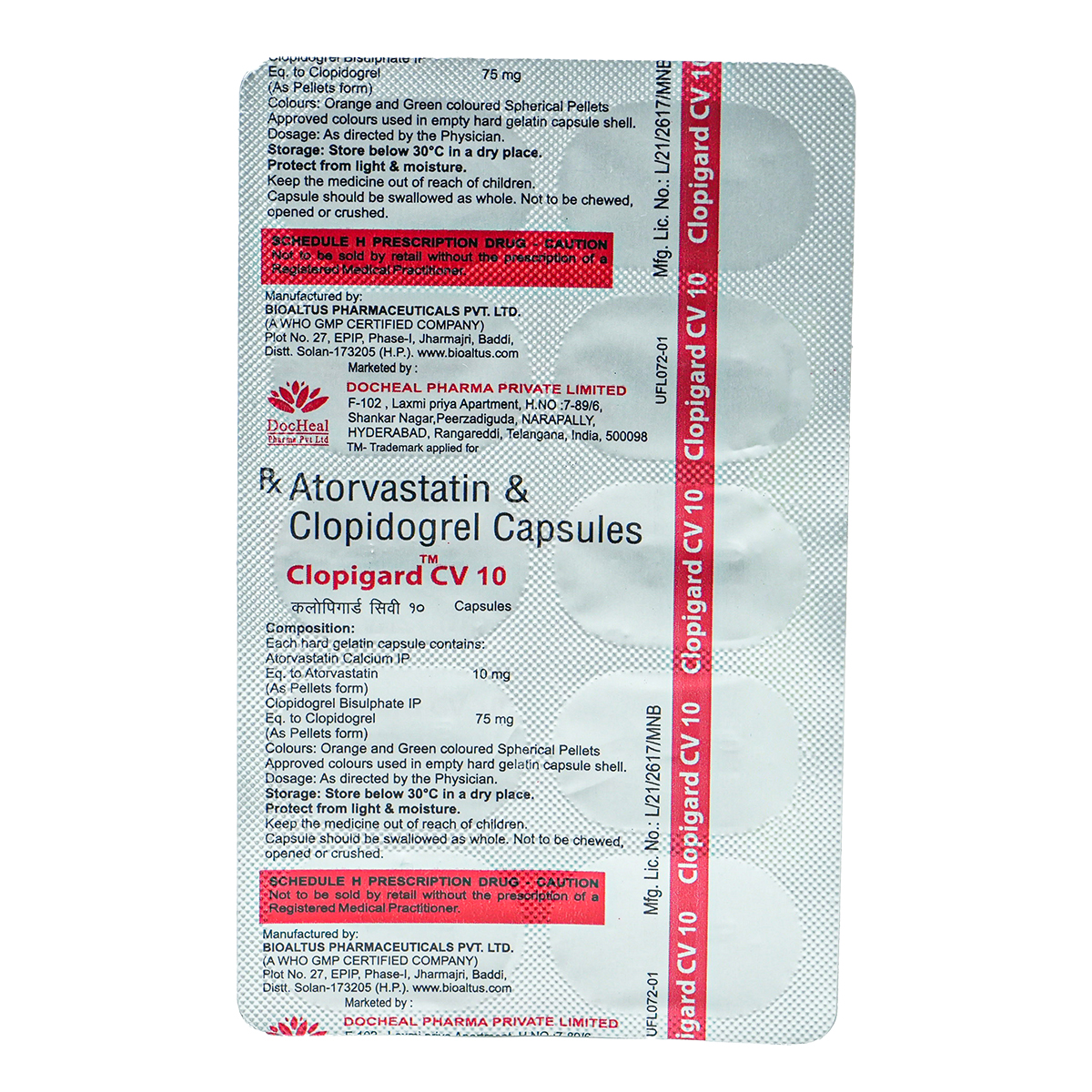 Clopigard CV 10 mg/75 mg Capsule 10's, Pack of 10 CapsuleS Clopigard CV 10 mg/75 mg Capsule 10's, Pack of 10 CapsuleS