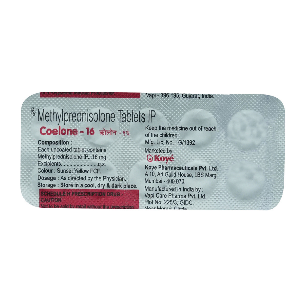 Coelone 16 mg Tablet 10's, Pack of 10 TabletS Coelone 16 mg Tablet 10's, Pack of 10 TabletS