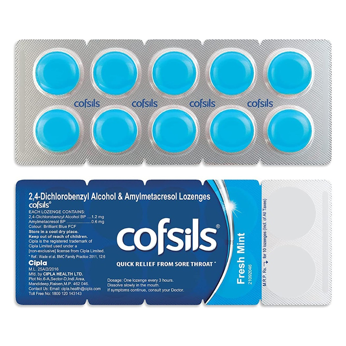 Cofsils Fresh Mint Flavour, 10 Lozenges, Pack of 10