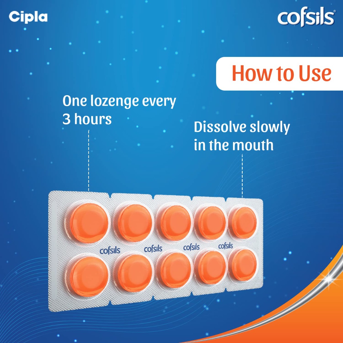 Cofsils Orange Flavour, 10 Lozenges, Pack of 10 Cofsils Orange Flavour, 10 Lozenges, Pack of 10