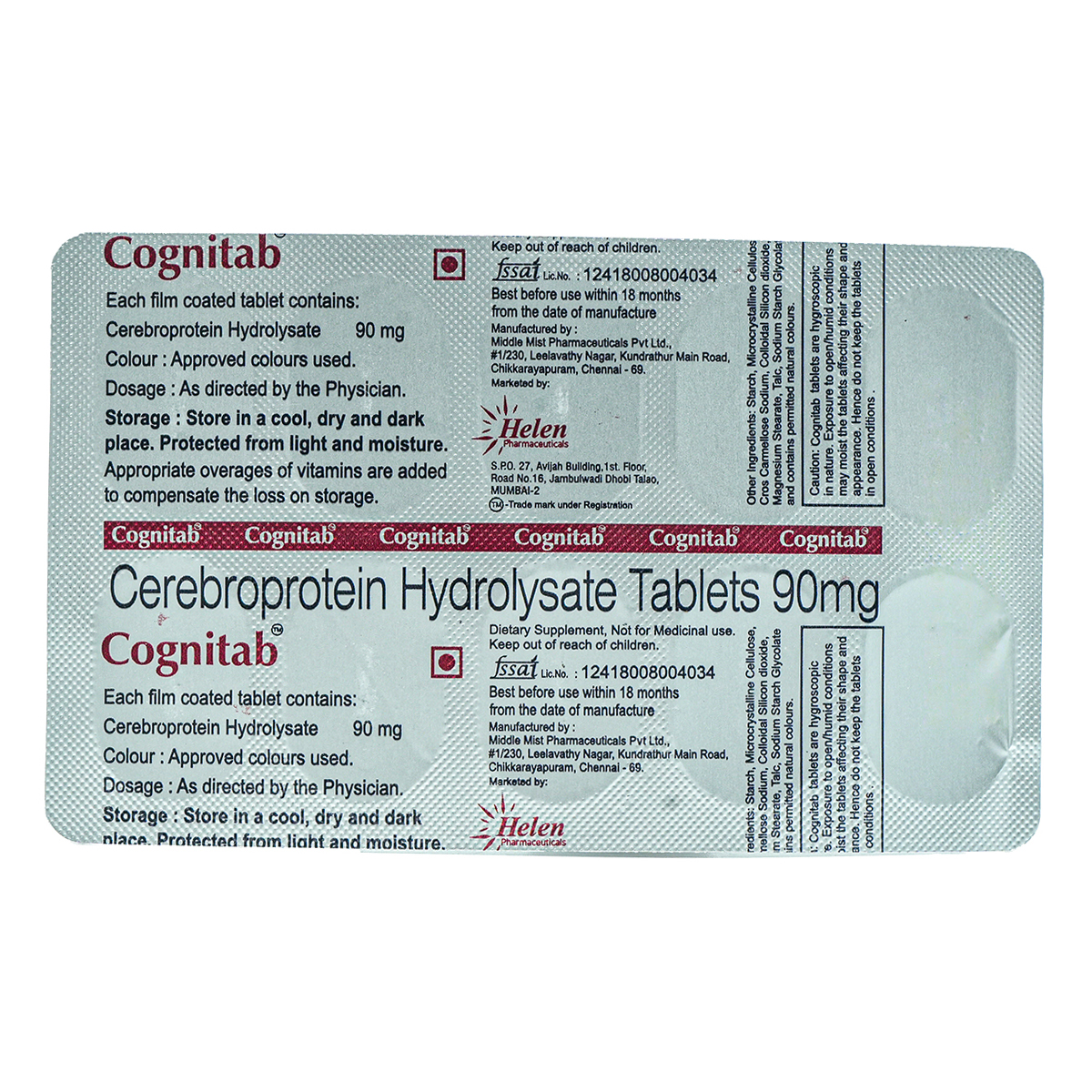 Cognitab 90 mg Tablet 10's, Pack of 10 TABLETS Cognitab 90 mg Tablet 10's, Pack of 10 TABLETS