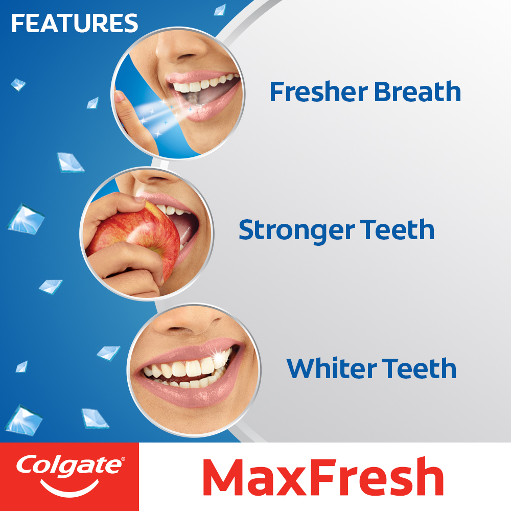 Colgate MaxFresh Blue Gel Peppermint Ice ToothPaste, 150 gm, Pack of 1 Colgate MaxFresh Blue Gel Peppermint Ice ToothPaste, 150 gm, Pack of 1