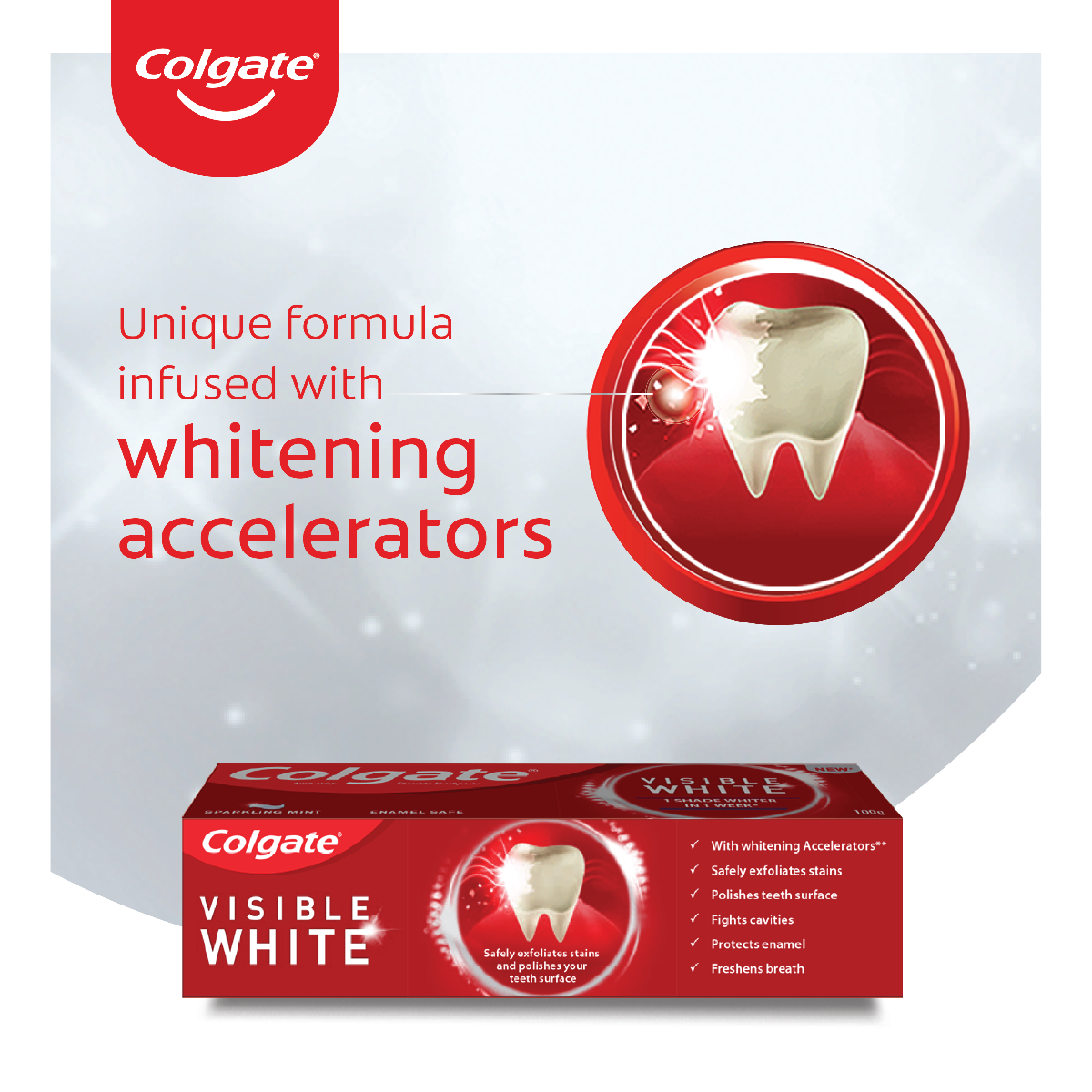 Colgate Visible White Sparkling Mint Toothpaste, 50 gm, Pack of 1 Colgate Visible White Sparkling Mint Toothpaste, 50 gm, Pack of 1