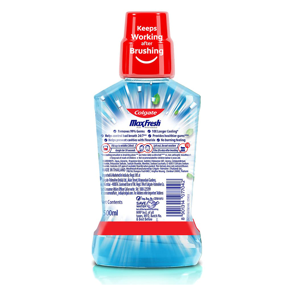 Colgate Plax Peppermint Fresh Mouthwash, 500 ml, Pack of 1 Colgate Plax Peppermint Fresh Mouthwash, 500 ml, Pack of 1
