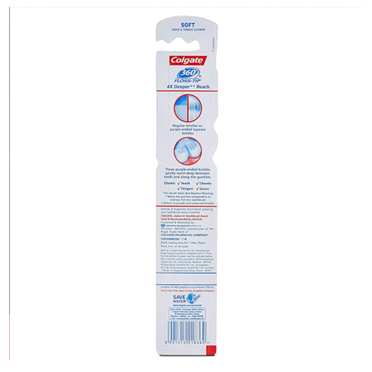 Colgate 360 Flosstip Toothbrush, 1 Count, Pack of 1 Colgate 360 Flosstip Toothbrush, 1 Count, Pack of 1