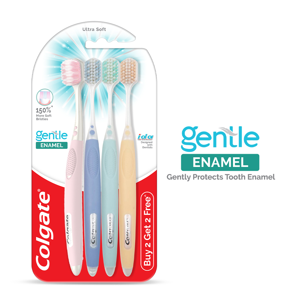 Colgate Gentle Enamel Ultra Soft Toothbrush, 4 Count (Buy 2, Get 2 Free), Pack of 1 Colgate Gentle Enamel Ultra Soft Toothbrush, 4 Count (Buy 2, Get 2 Free), Pack of 1