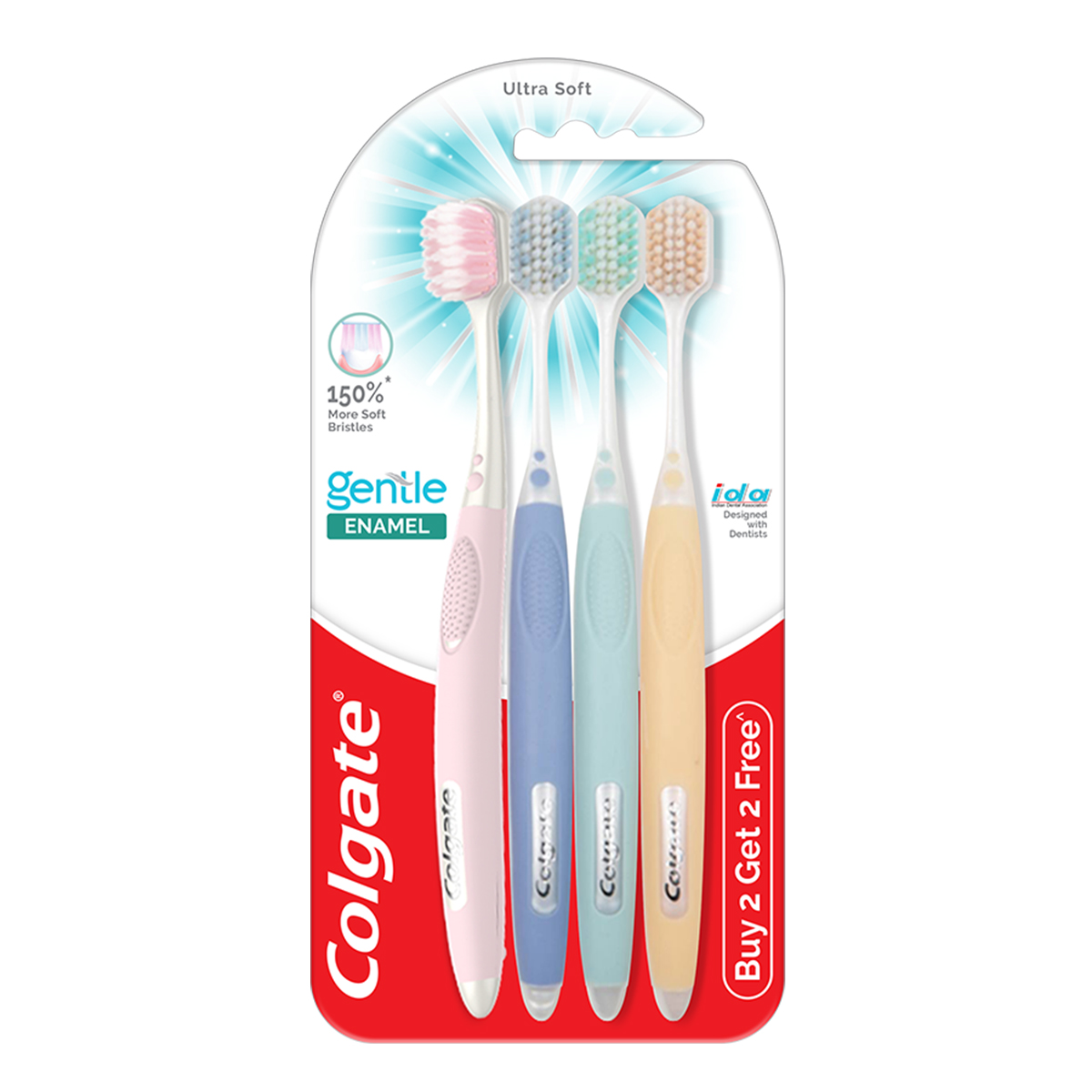 Colgate Gentle Enamel Ultra Soft Toothbrush, 4 Count (Buy 2, Get 2 Free), Pack of 1 Colgate Gentle Enamel Ultra Soft Toothbrush, 4 Count (Buy 2, Get 2 Free), Pack of 1