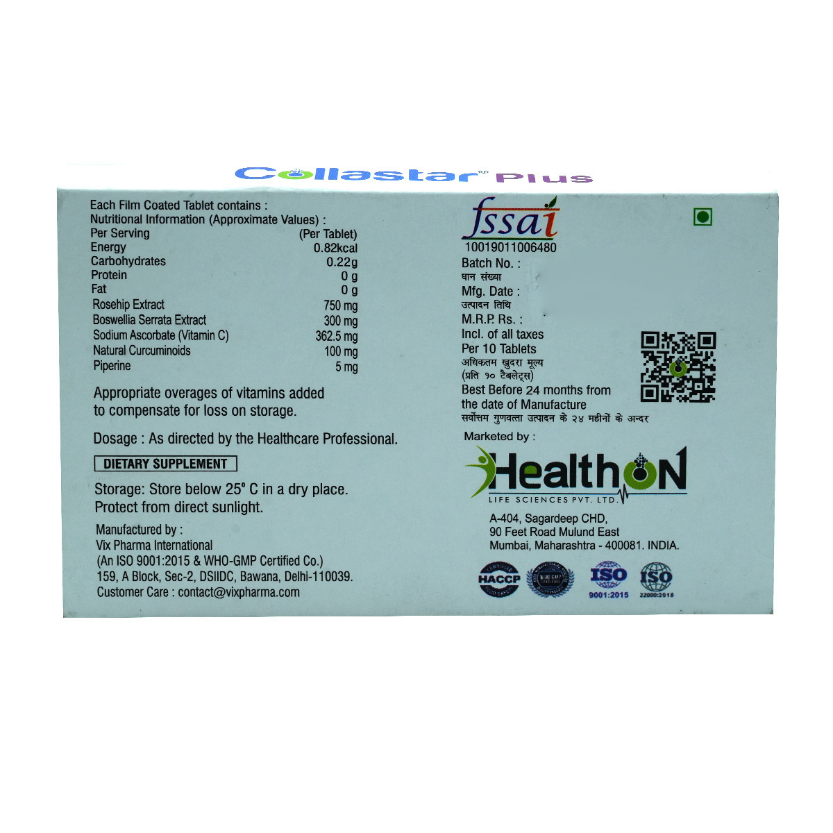 Collastar Plus Tablet 10's, Pack of 10 Collastar Plus Tablet 10's, Pack of 10