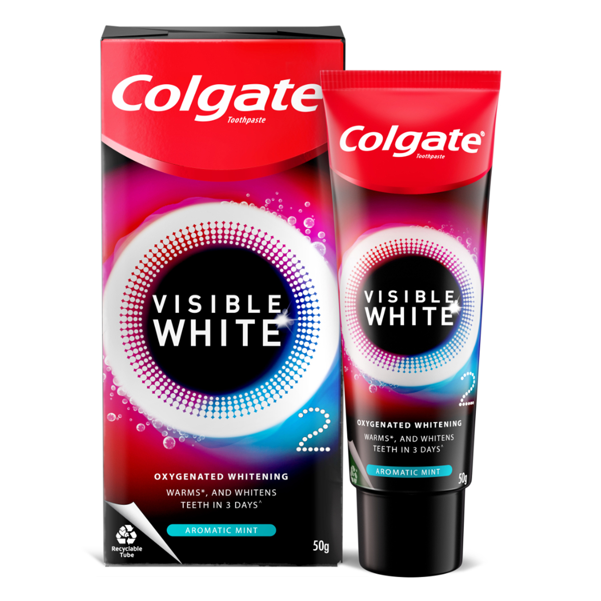 Colgate Visible White O2 Whitening Aromatic Mint Toothpaste, 50 gm ...