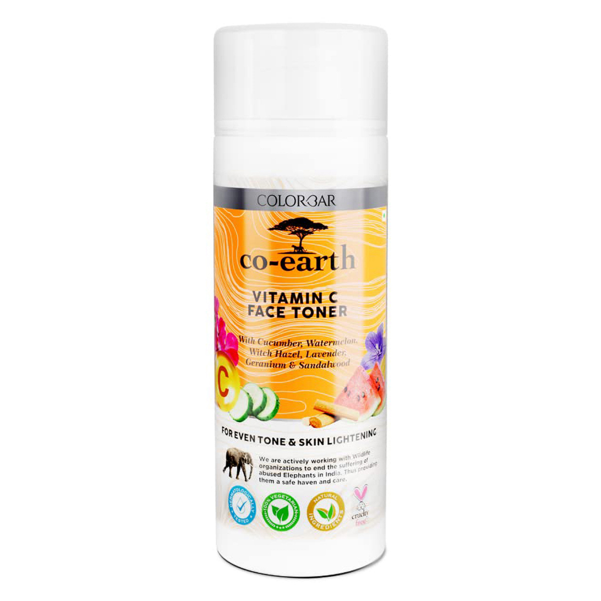 Colorbar Co-Earth Vitamin C Face Toner 200 ml | Cucumber, Watermelon, Witch Hazel, lavender, Granium & Sandalwood | Tightens Pore | Hydrates & Lightens Skin | For Even Toned Skin, Pack of 1 Colorbar Co-Earth Vitamin C Face Toner 200 ml | Cucumber, Watermelon, Witch Hazel, lavender, Granium & Sandalwood | Tightens Pore | Hydrates & Lightens Skin | For Even Toned Skin, Pack of 1