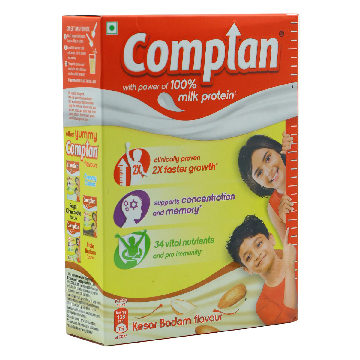 Complan Kesar Badam Flavour Nutrition Powder, 200 gm Refill Pack, Pack of 1