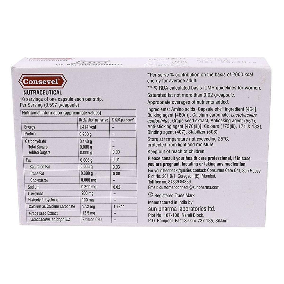 Consevel Capsule 10's, Pack of 10 CAPSULES Consevel Capsule 10's, Pack of 10 CAPSULES