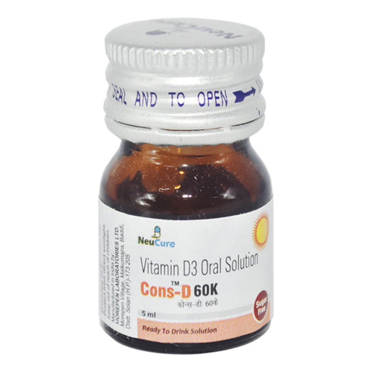 Cons-D60K Sugar Free Oral Solution 5 ml, Pack of 1 Solution Cons-D60K Sugar Free Oral Solution 5 ml, Pack of 1 Solution