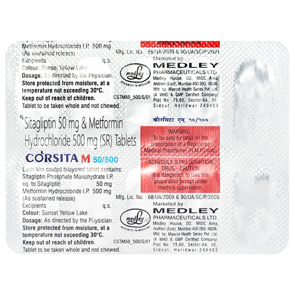 Buy Corsita M 50 mg/500 mg Tablet 10's Online