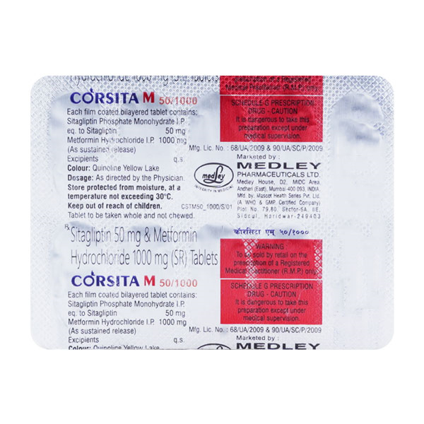 Buy Corsita M 50 mg/1000 mg Tablet 10's Online