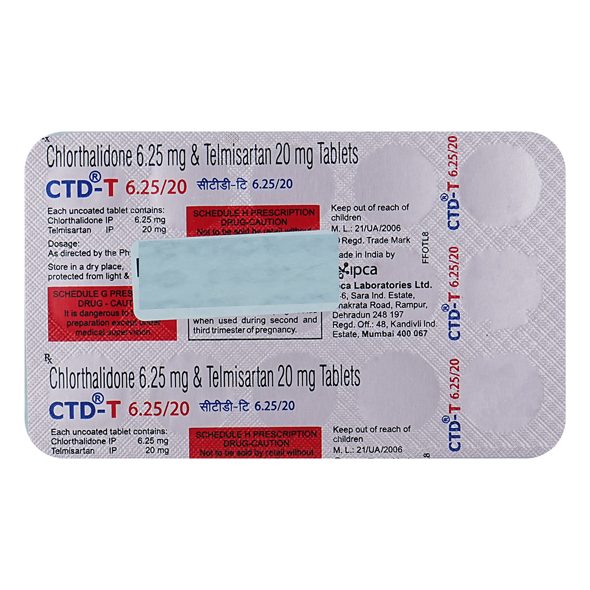 Ctd-T 6.25/20 Tablet 15's, Pack of 15 Ctd-T 6.25/20 Tablet 15's, Pack of 15