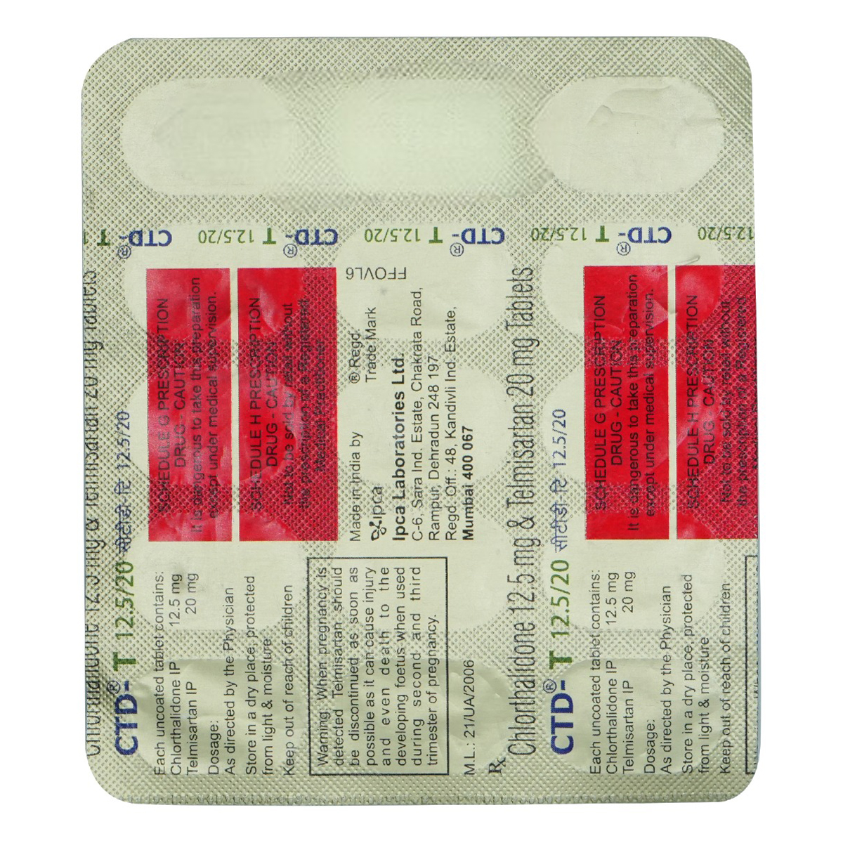 CTD-T 12.5/20 Tablet 15's, Pack of 15 TABLETS CTD-T 12.5/20 Tablet 15's, Pack of 15 TABLETS