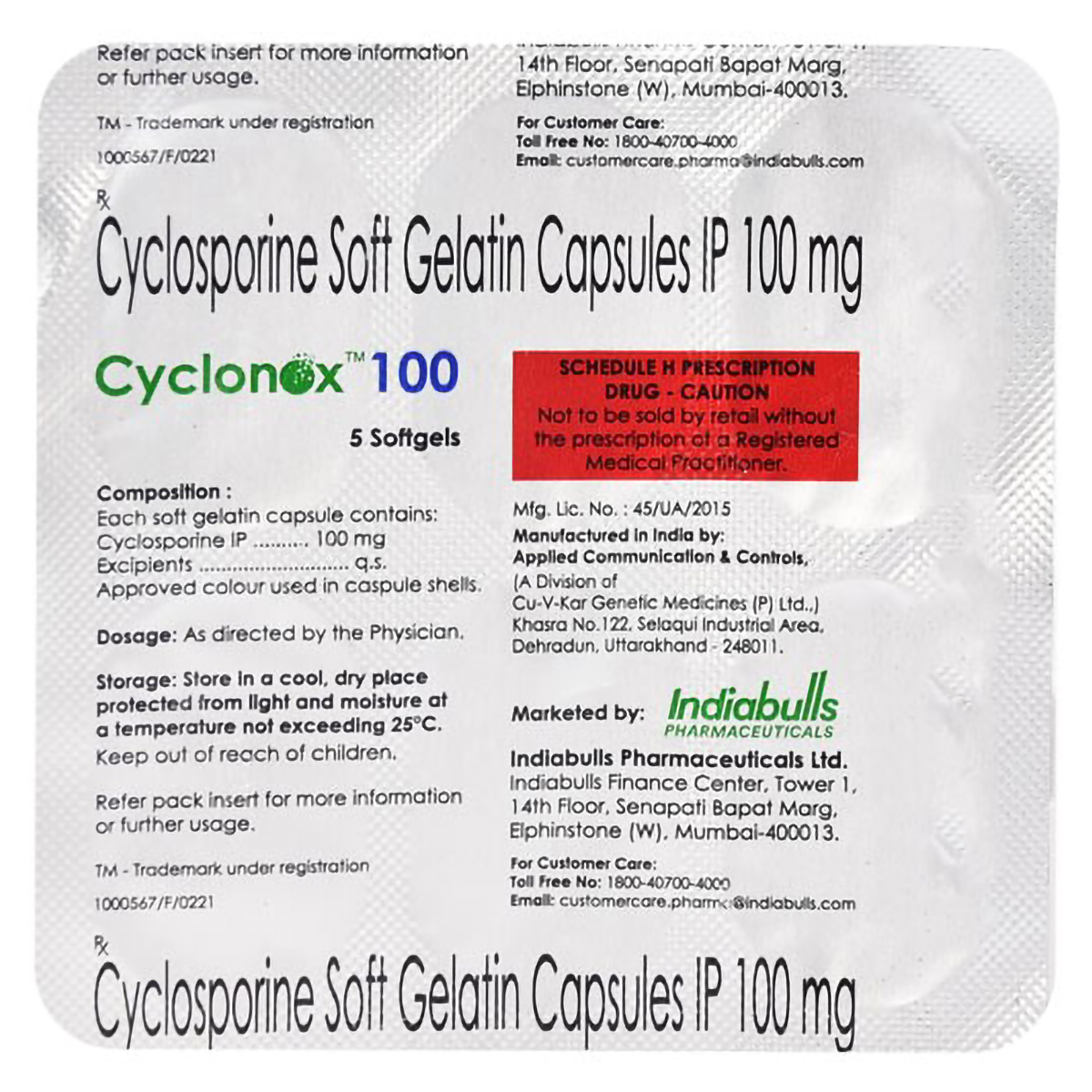Buy Cyclonox 100 Softgel Capsule 5's Online