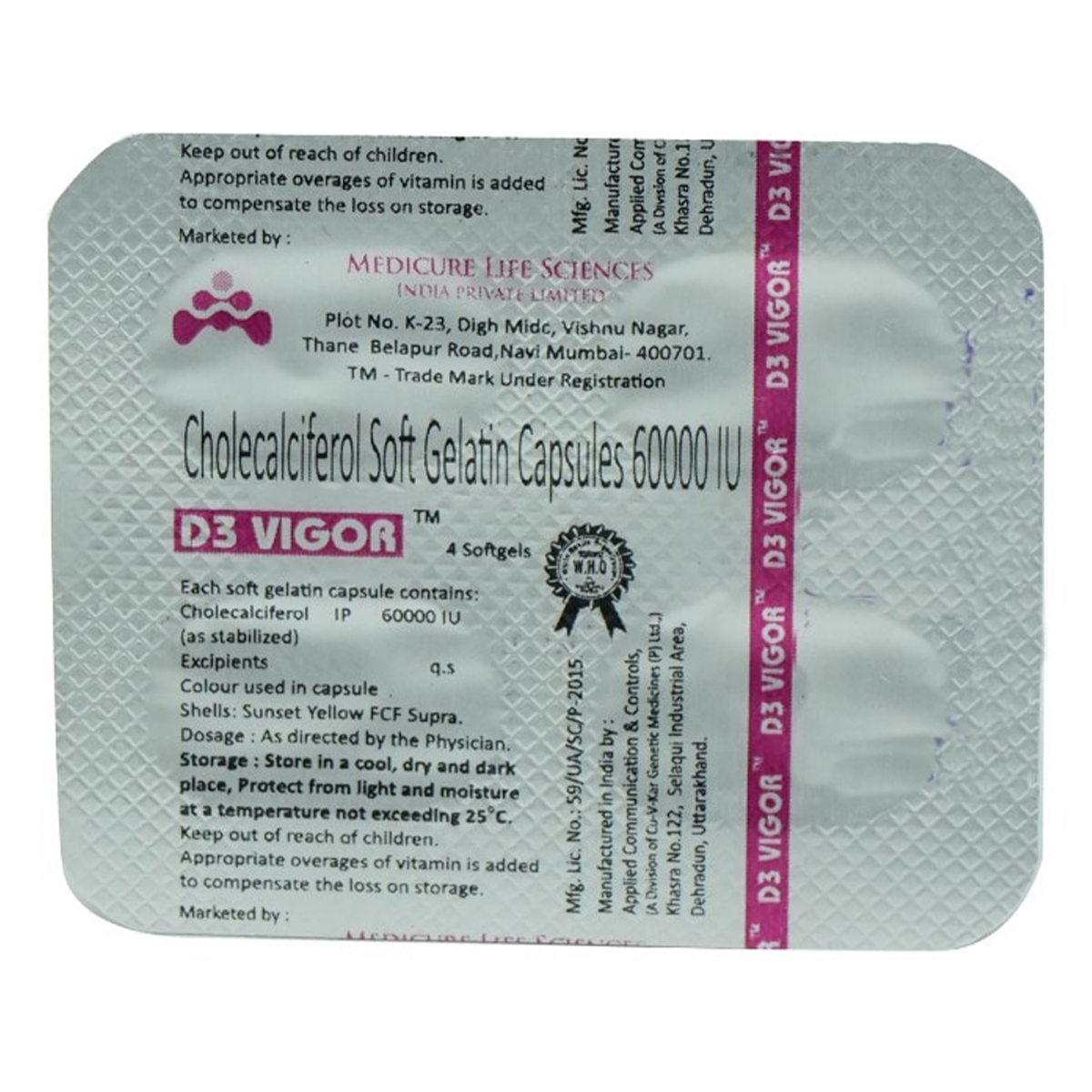 D3 Vigor Capsule 4's, Pack of 1 D3 Vigor Capsule 4's, Pack of 1