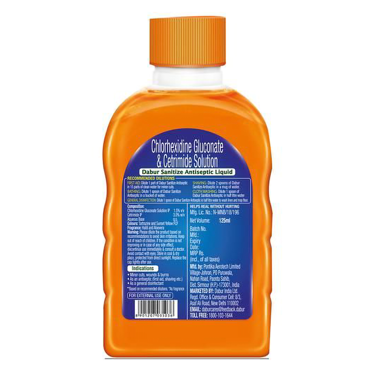 Dabur Sanitize Antiseptic Liquid, 125 ml, Pack of 1 Dabur Sanitize Antiseptic Liquid, 125 ml, Pack of 1