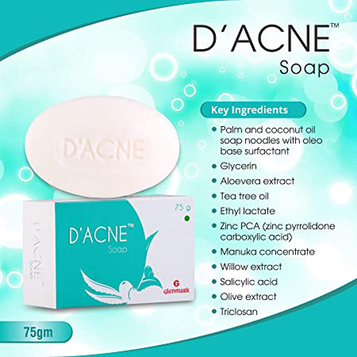 D Acne Soap 75 gm | Treat Acne | Controls Excess Oil | Keep Skin Moisturized | For Oily & Acne Prone Skin, Pack of 1 D Acne Soap 75 gm | Treat Acne | Controls Excess Oil | Keep Skin Moisturized | For Oily & Acne Prone Skin, Pack of 1