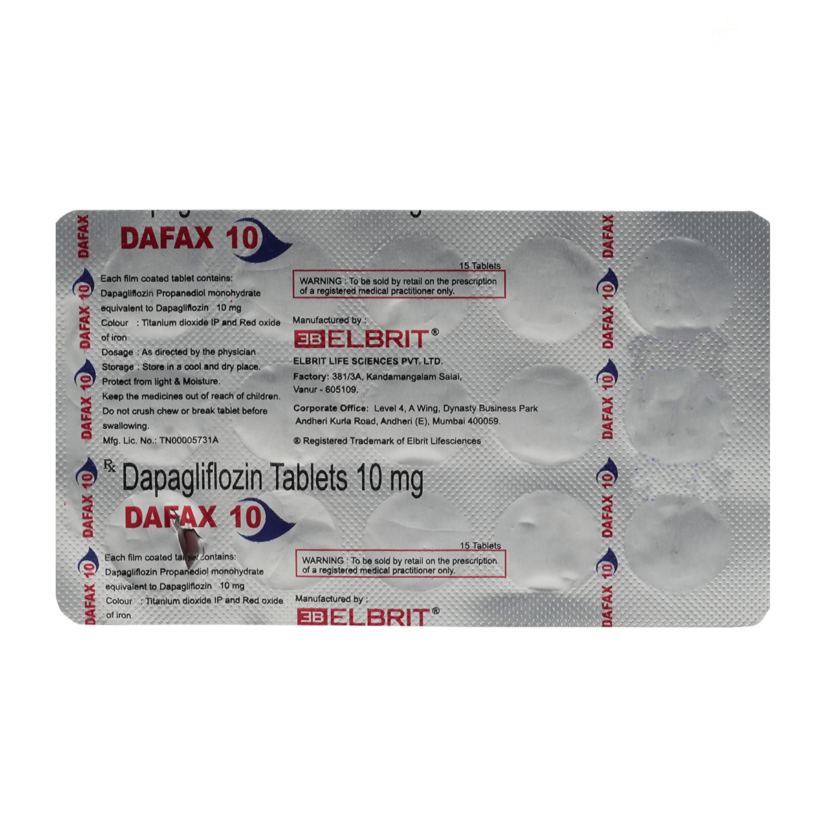 Dafax 10 Tablet 15's, Pack of 15 TABLETS Dafax 10 Tablet 15's, Pack of 15 TABLETS