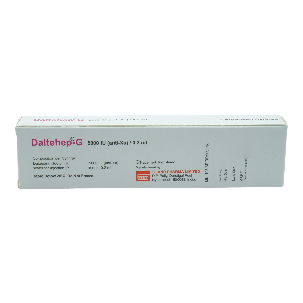 Daltehep-G 5000IU Injection 0.2 ml, Pack of 1 INJECTION Daltehep-G 5000IU Injection 0.2 ml, Pack of 1 INJECTION