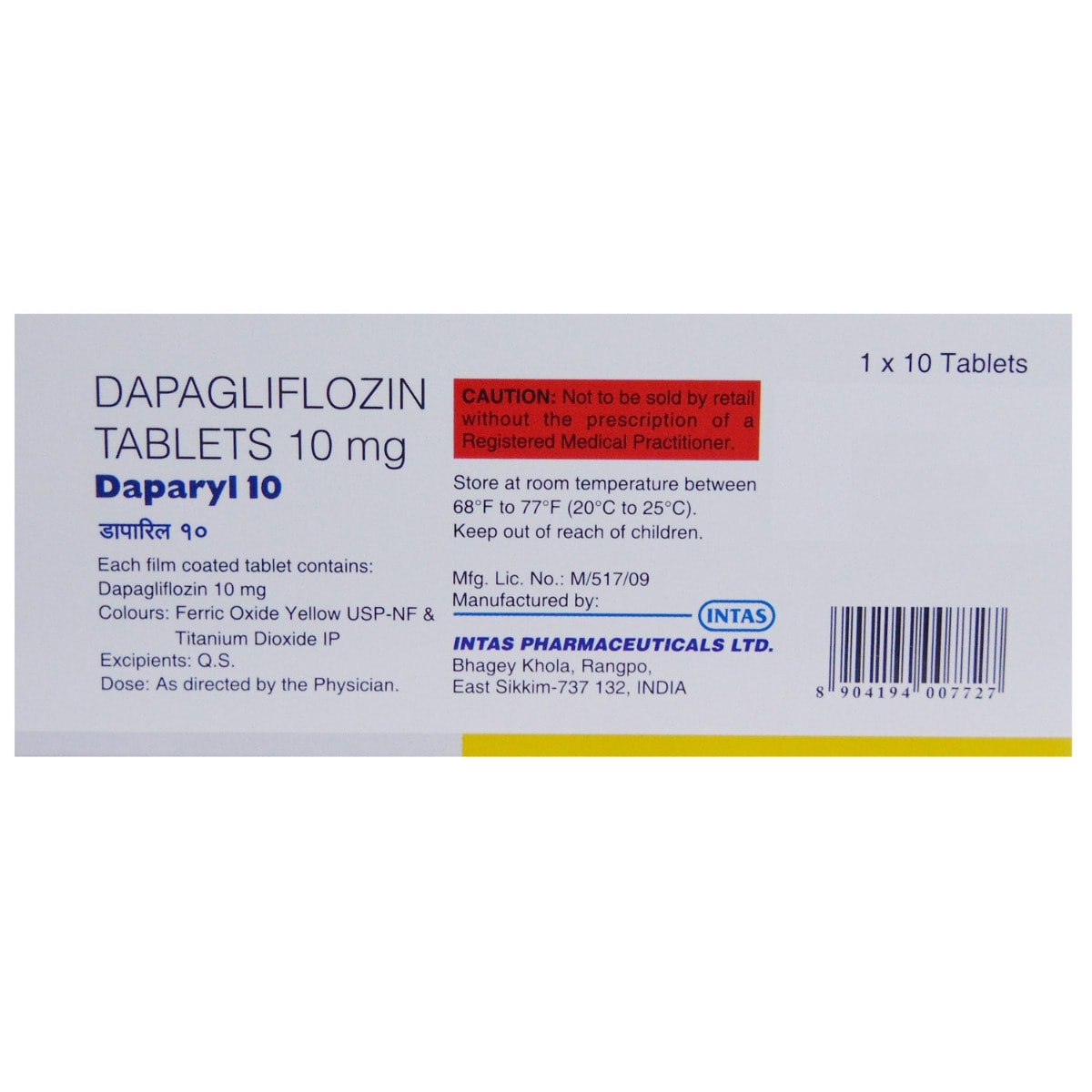 Daparyl 10 Tablet 10's, Pack of 10 TABLETS Daparyl 10 Tablet 10's, Pack of 10 TABLETS