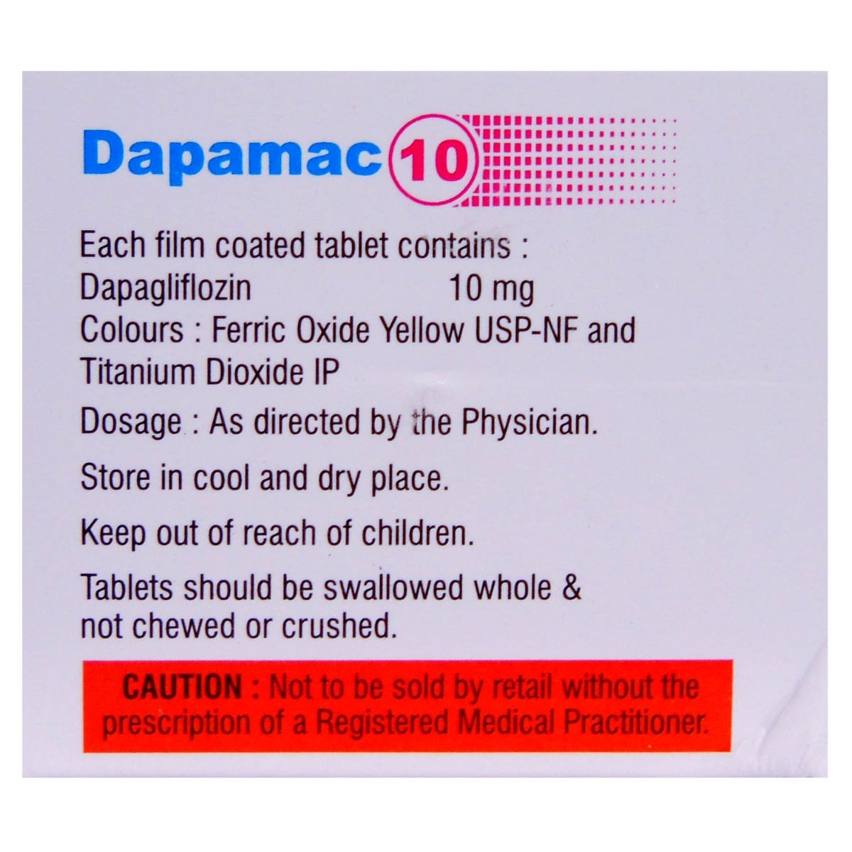 Dapamac 10 Tablet 10's, Pack of 10 TABLETS Dapamac 10 Tablet 10's, Pack of 10 TABLETS