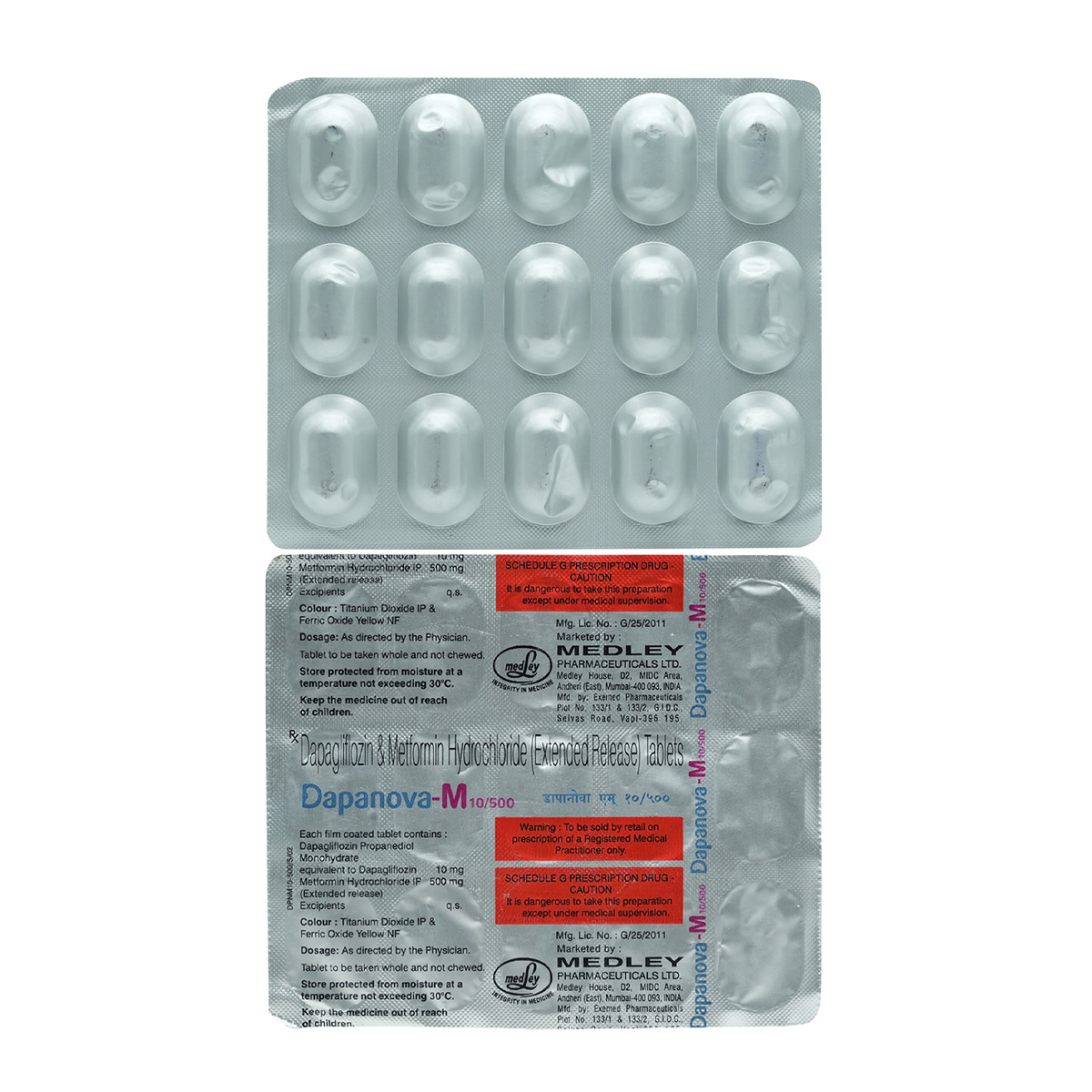 Dapanova-M 10/500 Tablet 15's, Pack of 15 TABLETS Dapanova-M 10/500 Tablet 15's, Pack of 15 TABLETS