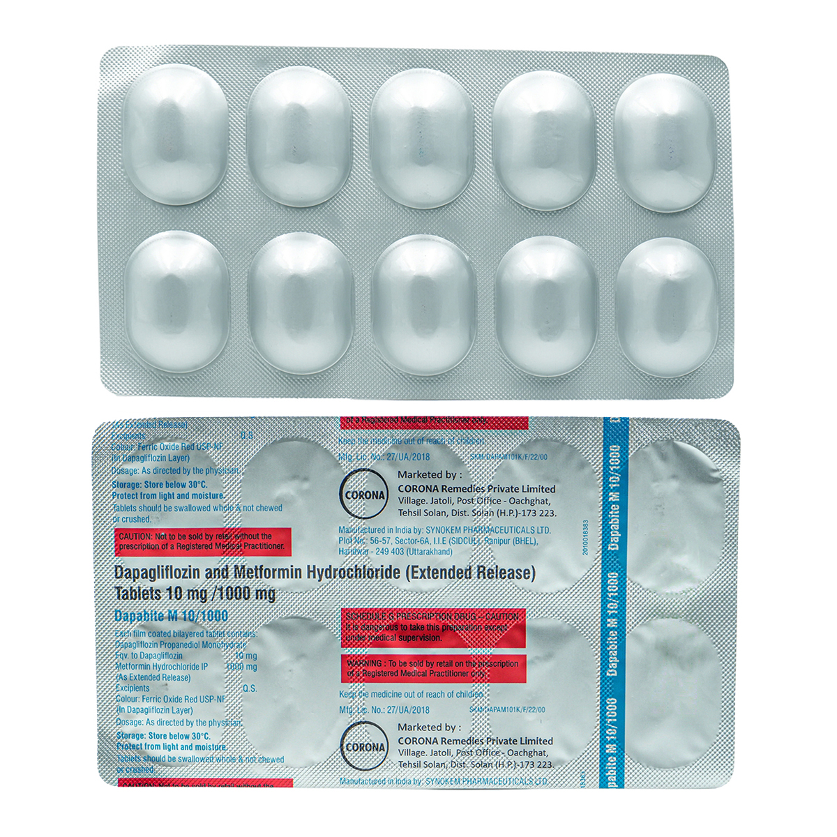 Dapabite M 10/1000mg Tablet 10's, Pack of 10 TABLETS Dapabite M 10/1000mg Tablet 10's, Pack of 10 TABLETS