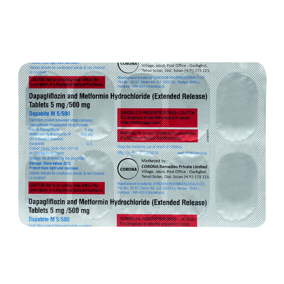 Dapabite M 5/500 Tablet 10's, Pack of 10 TABLETS Dapabite M 5/500 Tablet 10's, Pack of 10 TABLETS