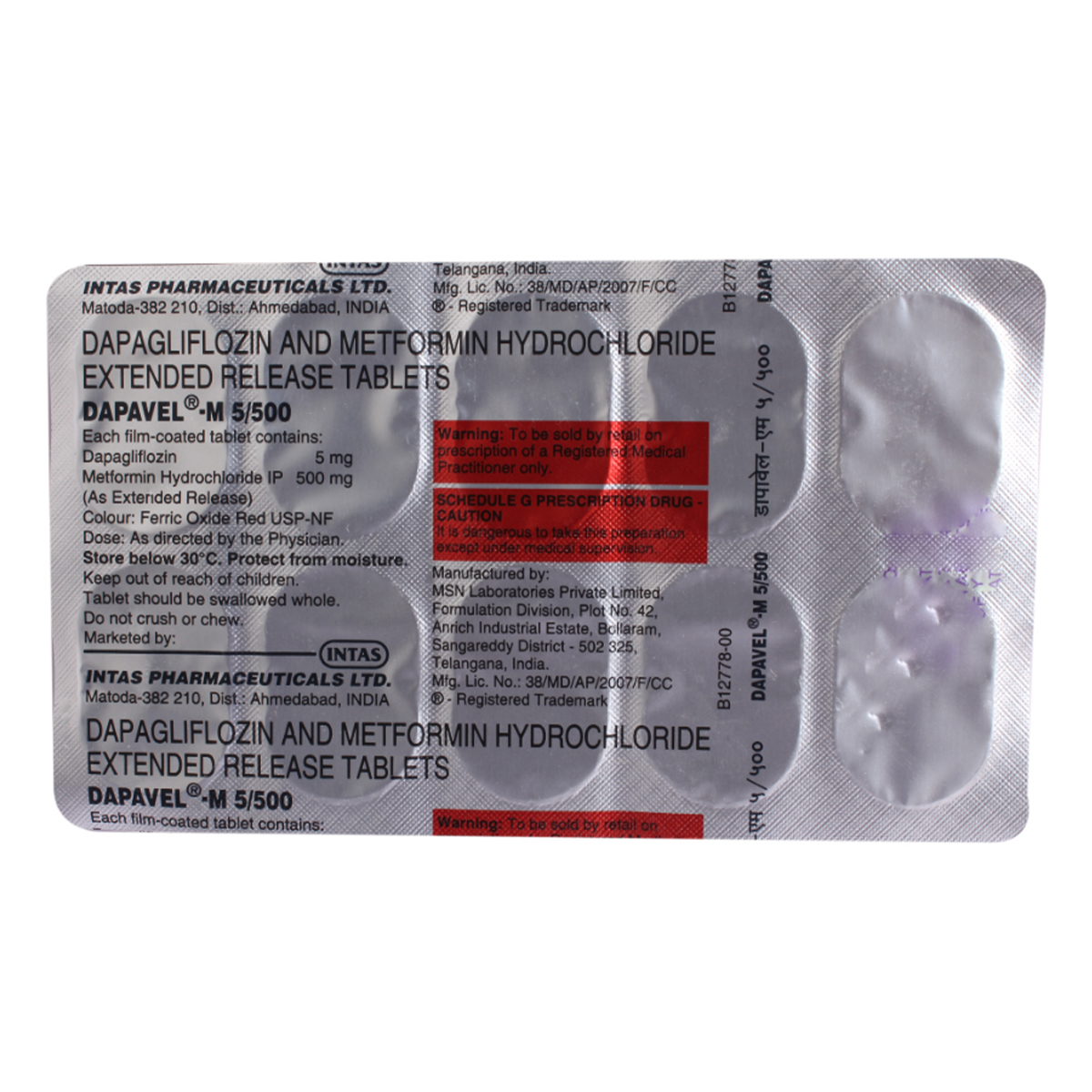 Dapavel-M 5/500 Tablet 10's, Pack of 10 TABLETS Dapavel-M 5/500 Tablet 10's, Pack of 10 TABLETS