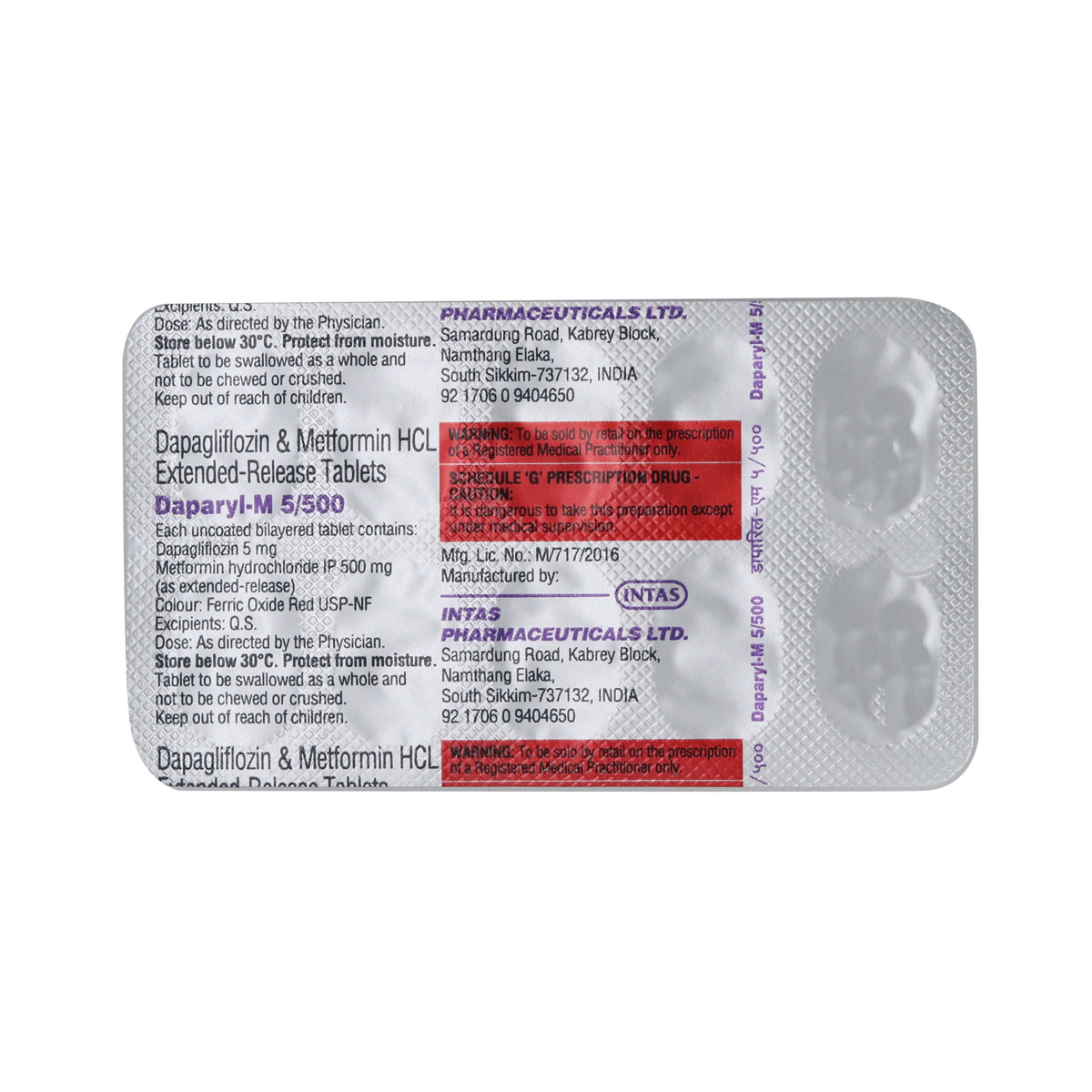 Daparyl-M 5 mg/500 mg Tablet 10's, Pack of 10 TABLETS Daparyl-M 5 mg/500 mg Tablet 10's, Pack of 10 TABLETS