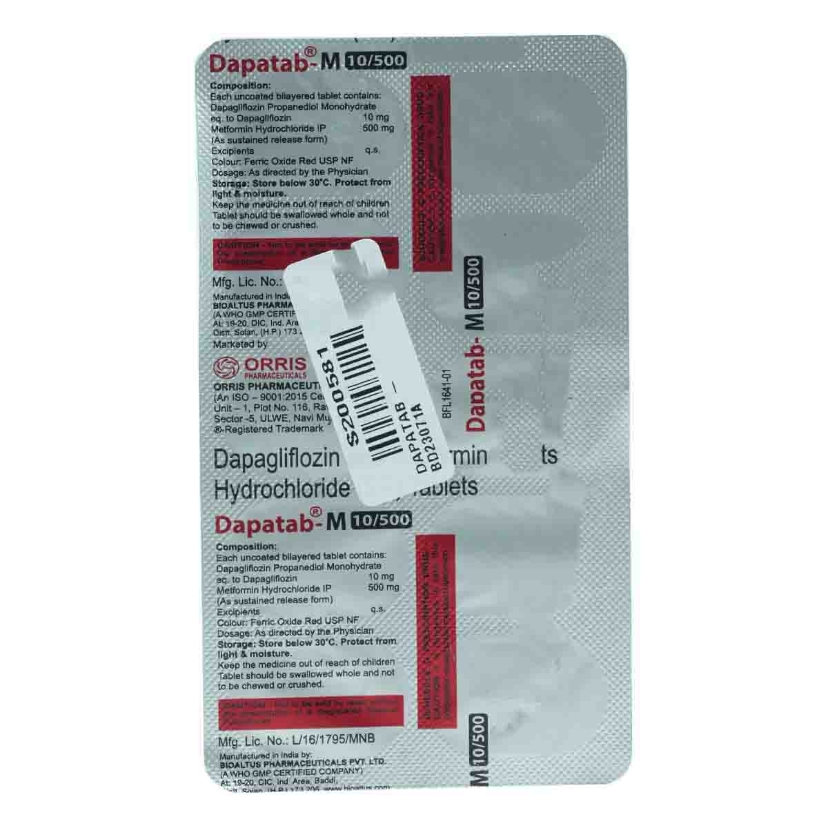 Dapatab-M 10 mg/500 mg Tablet 10's, Pack of 10 TabletS Dapatab-M 10 mg/500 mg Tablet 10's, Pack of 10 TabletS