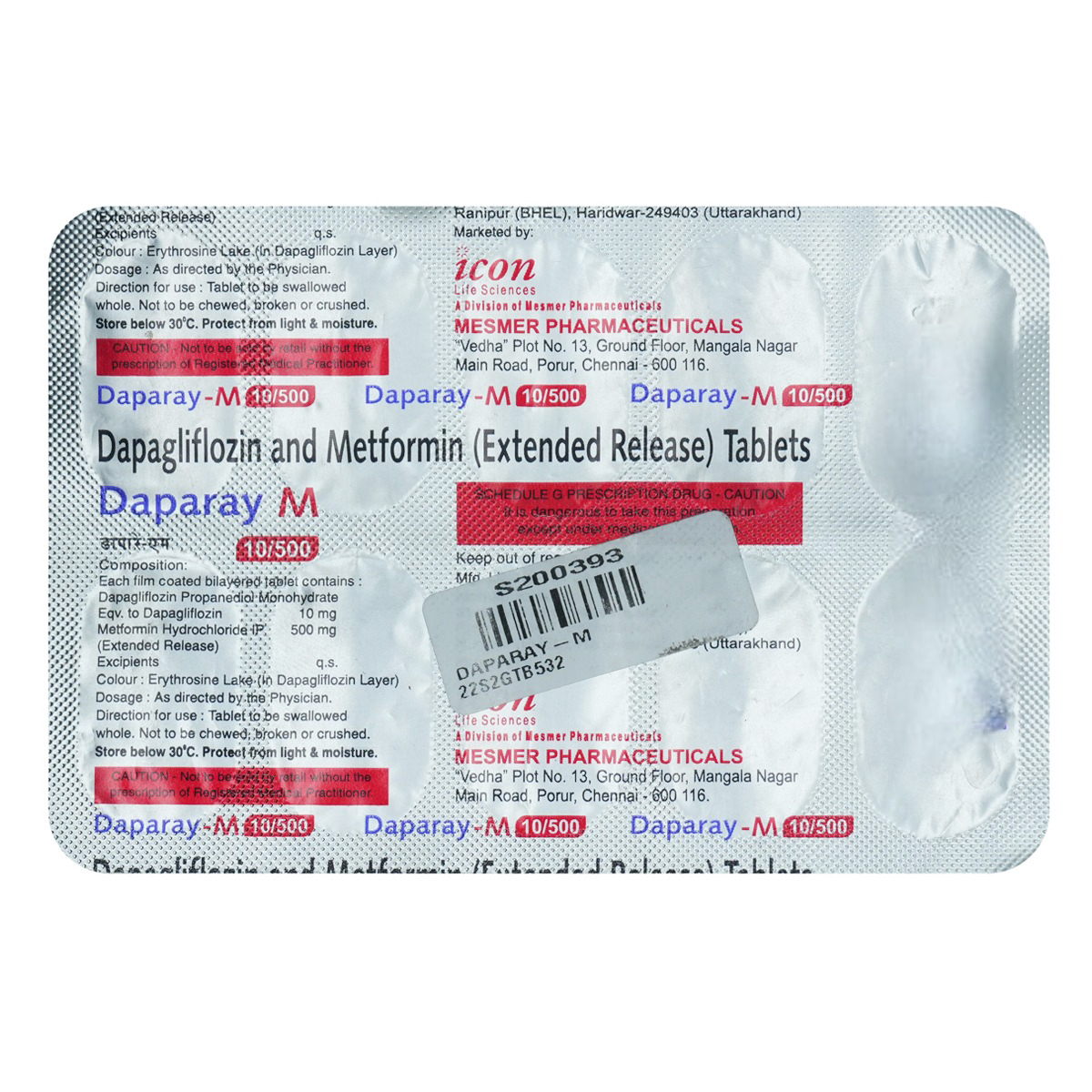 Daparay M 10/500 Tablet 10's, Pack of 10 TABLETS Daparay M 10/500 Tablet 10's, Pack of 10 TABLETS
