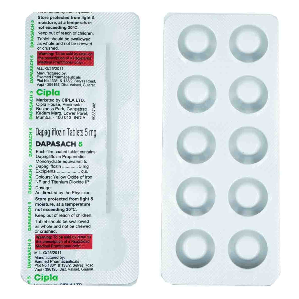 Dapasach 5 Tablet 10's, Pack of 10 TABLETS Dapasach 5 Tablet 10's, Pack of 10 TABLETS