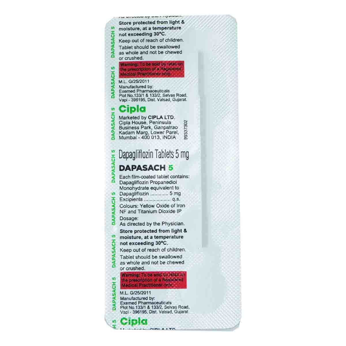 Dapasach 5 Tablet 10's, Pack of 10 TABLETS Dapasach 5 Tablet 10's, Pack of 10 TABLETS