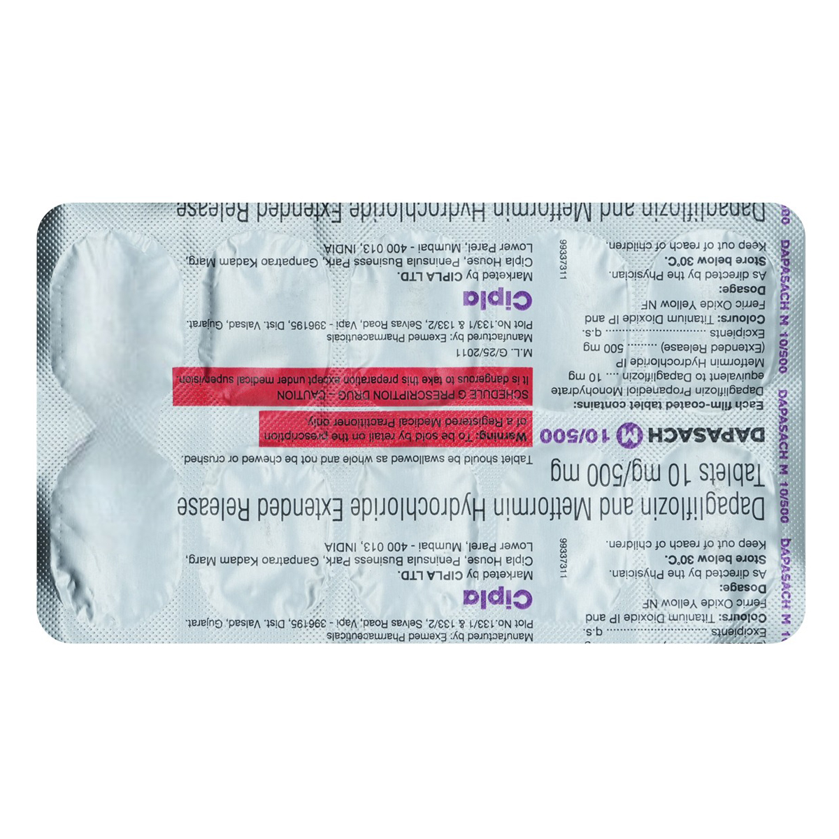 Dapasach M 10/500 Tablet 10's, Pack of 10 TABLETS Dapasach M 10/500 Tablet 10's, Pack of 10 TABLETS