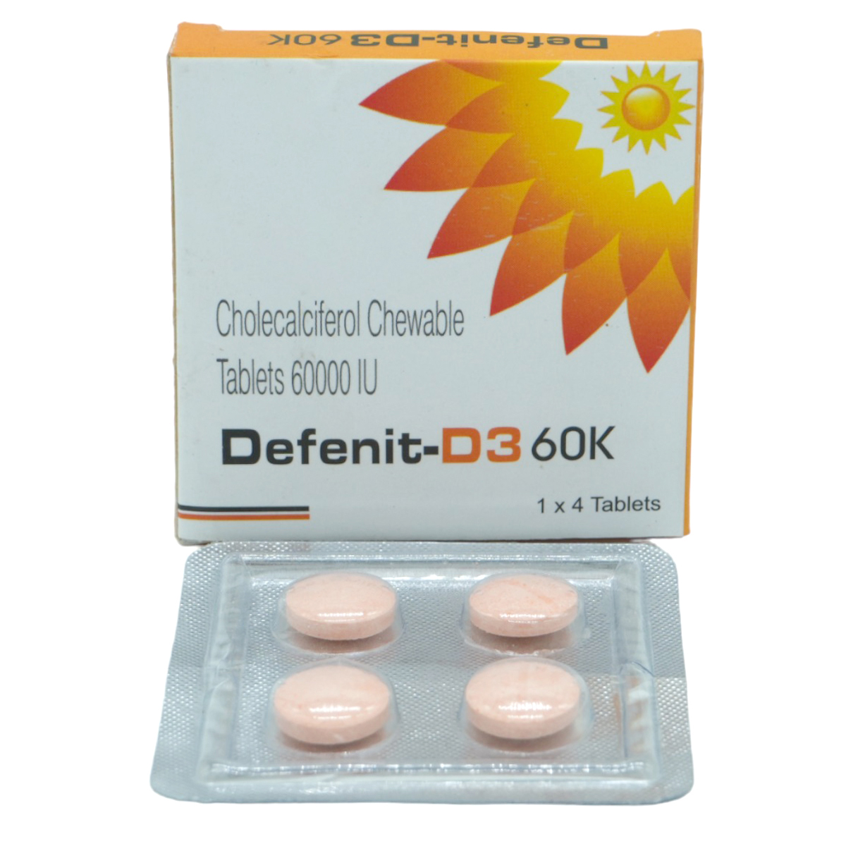 Defenit-D3 60K Chewable Tablet 4's, Pack of 4 Defenit-D3 60K Chewable Tablet 4's, Pack of 4