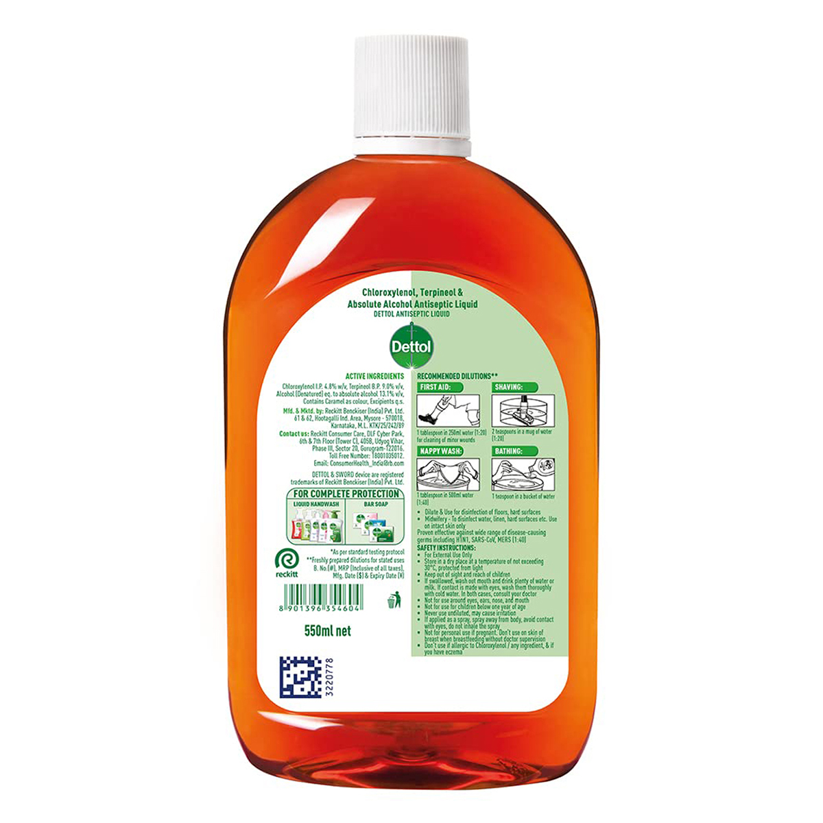 Dettol Antiseptic Liquid, 550 ml, Pack of 1