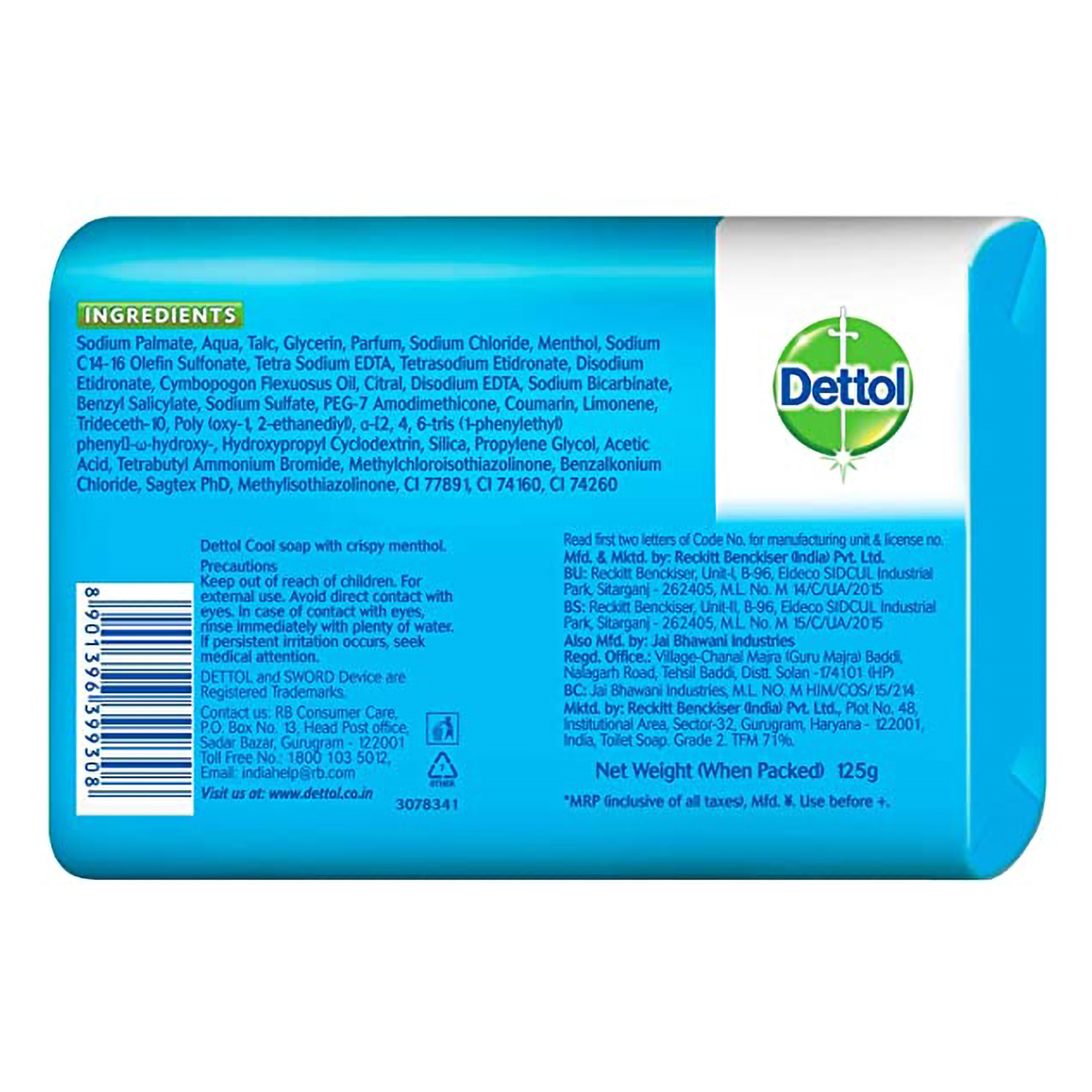 Dettol Cool Soap 125 gm | Kills 99.9% Germs | Prevent Body Odour | With Intense Cooling Effect | IMA Recommended, Pack of 1 Dettol Cool Soap 125 gm | Kills 99.9% Germs | Prevent Body Odour | With Intense Cooling Effect | IMA Recommended, Pack of 1