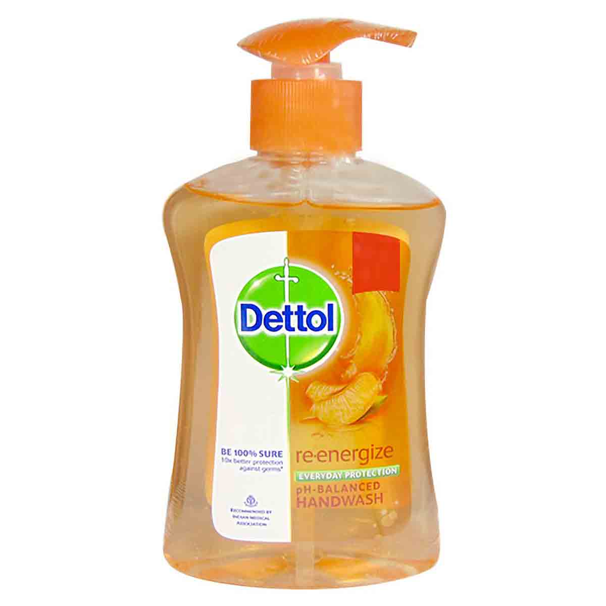 Dettol Re-Energize Everyday Protection Handwash 200 ml Pump Bottle | 10X Better Germ Protection | pH Balanced Handwash | IMA Recommended, Pack of 1