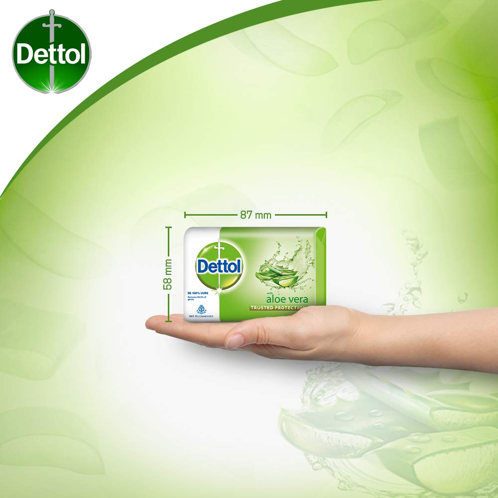 Dettol Aloe Vera Soap, 375 gm (5 x 75 gm), Pack of 4 Dettol Aloe Vera Soap, 375 gm (5 x 75 gm), Pack of 4