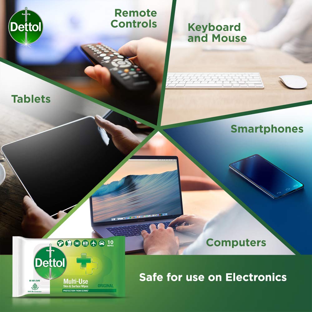 Dettol Original Multi-Use Skin & Surface Wipes, 10 Count, Pack of 1 Dettol Original Multi-Use Skin & Surface Wipes, 10 Count, Pack of 1