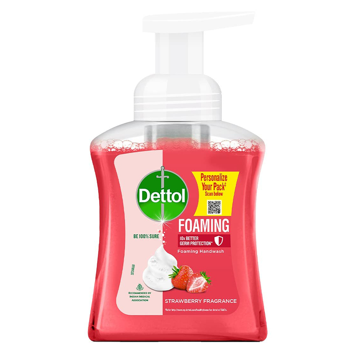 Dettol Strawberry Foaming Handwash Pump 250 ml | 10X Better Germ Protection | With Strawberry Fragrance | pH Balanced | IMA Recomended, Pack of 1 Dettol Strawberry Foaming Handwash Pump 250 ml | 10X Better Germ Protection | With Strawberry Fragrance | pH Balanced | IMA Recomended, Pack of 1